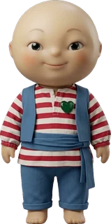 O ALMI, a mascote da ALMA, de mãos atrás das costas.
